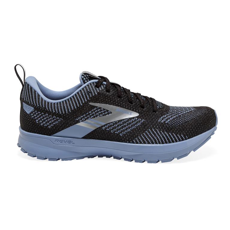 Brooks REVEL 5 Performance Road Running Shoes Womens Outlet - Black/Blue/Metallic Silver (MFU683520)